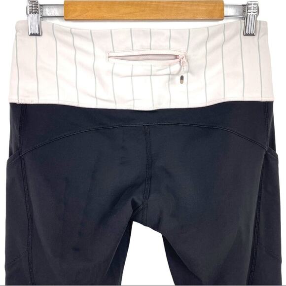 Lululemon Can't Stop Crop High Rise Runners Leggings Black / Slalom Stripe 8 - Picture 15 of 16